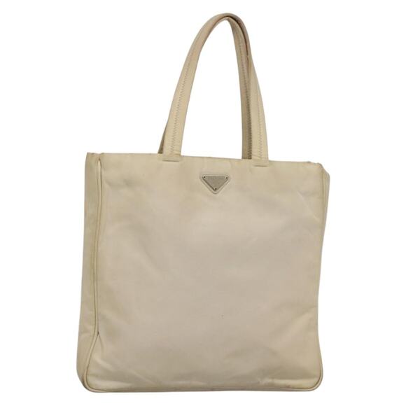PRADA Tote Bag Nylon Beige Silver - Picture 1 of 12